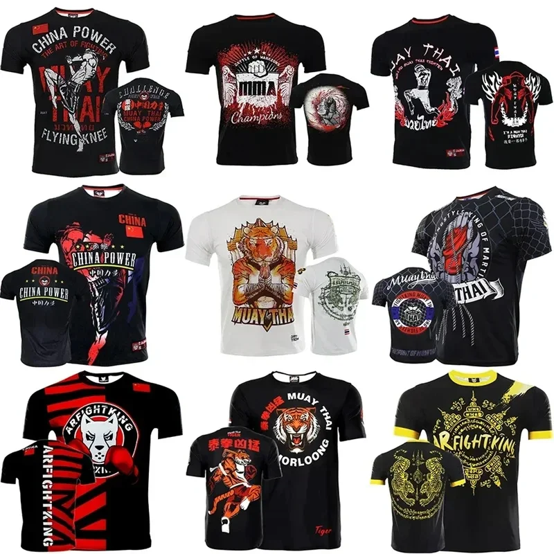 Muay Thai 3D Print Sports Quick-dry Breathable Men T-shirt Outdoor Fitness Exercise Training Parent-child Short Sleeve Clothing