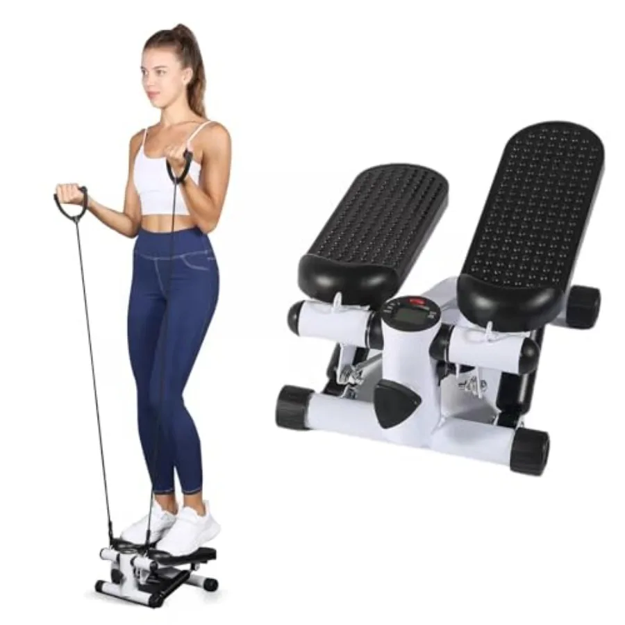 

YSSOA Mini Stepper with Resistance Band for Home Workouts Compact Design Durable Rubber Material Black and Blue Adjustable Resi