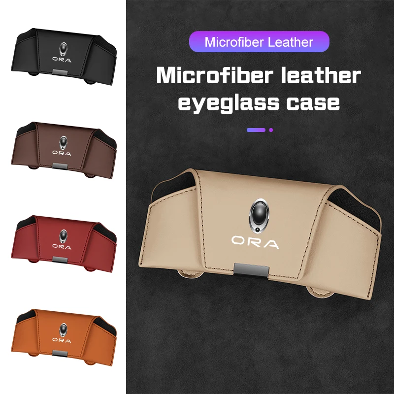 

For GWM Great Wall ORA R1 R2 Good White Cat IQ Ballet Cat Car Visor Glasses Case Magnetic Leather Sunglasses Clip Box Accessorie