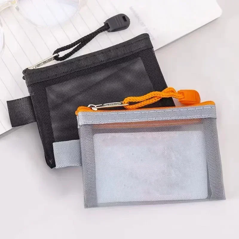 Mini Mesh Coin Bags Money Earphone Data Line Storage Bags Bus ID Credit Card Holder Zipper Pouch Traveling Small Coin Wallet