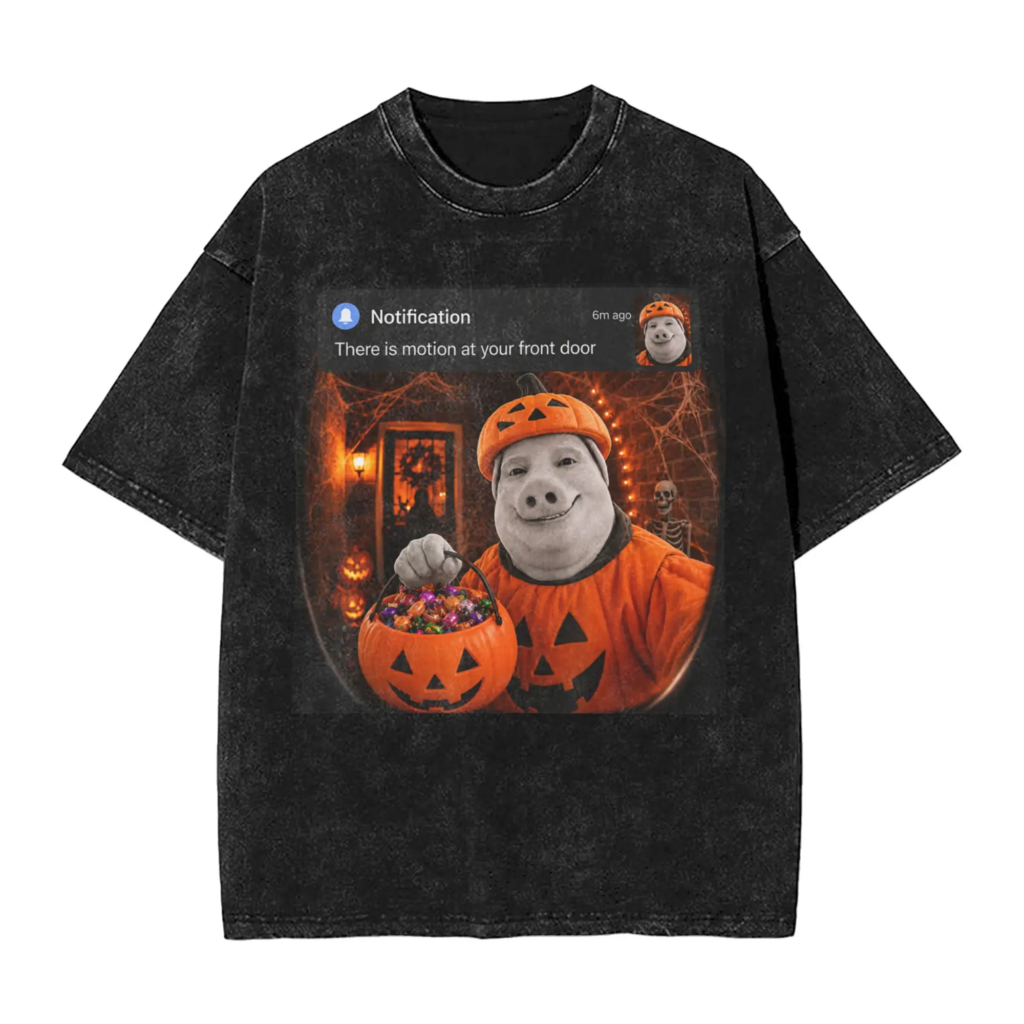 Fashion John Pork Pumpkin Costume Front Door Motion Halloween Meme T-Shirts Men Cotton T Shirt Short Sleeve Tees Original Tops