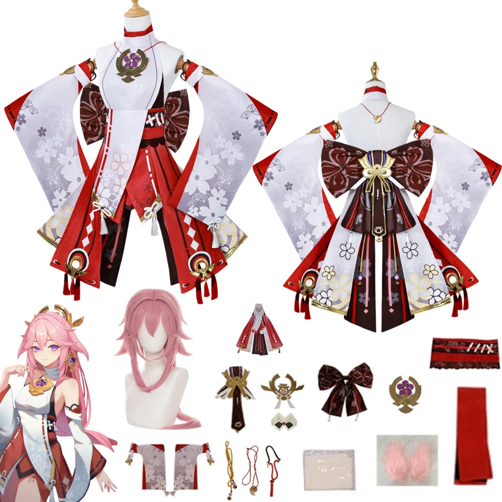 

Yae Miko Cosplay Costume Genshin Costume Impact Uniform Yae Miko Costumes Masquerade Women Costume and Wig