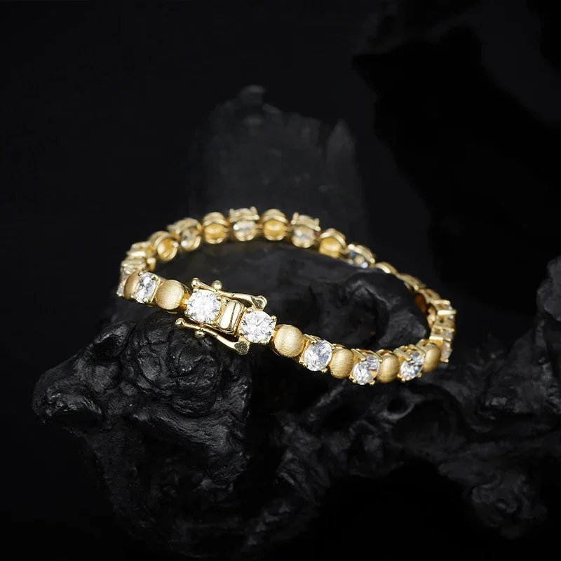 FCGJHW 5mm Moissanite Bracelets S925 Sterling Silver for Women Men GRA Lab Diamond Vintage Hand Chain Jewelry Gifts 2026