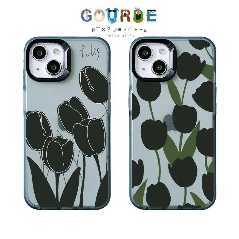 

Gourde Funny Cute Casing Tulip Pattern Phone Case for Iphone 15 14 12 13 11 Pro Max IP 7 8 Plus Iphon X XS XR Xs Max