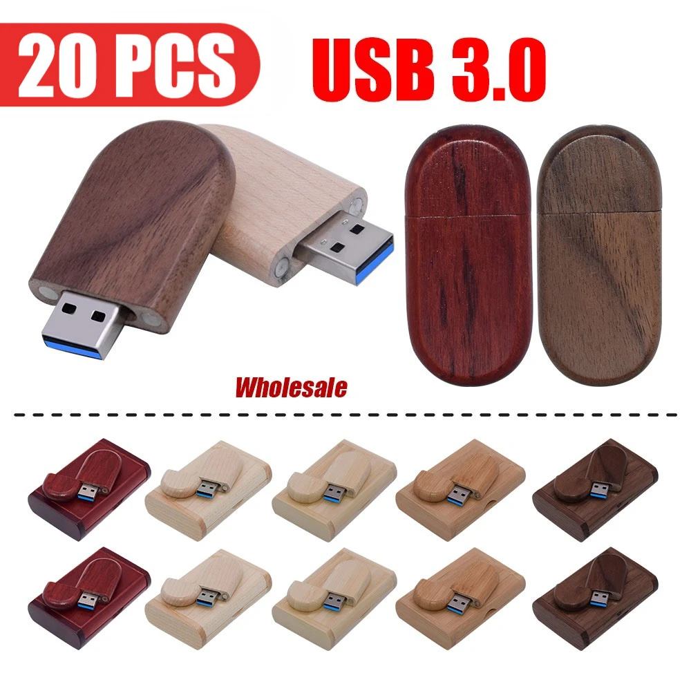 

20 PCS LOT Free Custom Logo USB 3.0 Flash Drive 128GB Beautiful Wooden Box Memory Stick 64GB Creative Gift Pen Drive 32GB usb