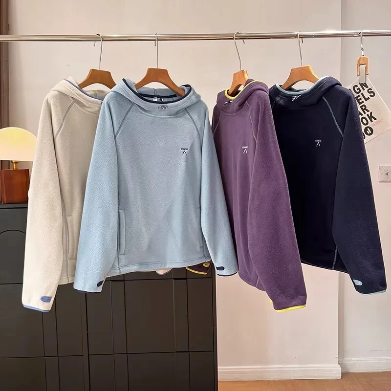 

Warm Fce Lined Oversized Hoodie Sweatirt Outdoor Casual Jaet for Couples Autumn Winter Thiened Soft Plu Hooded Swe...