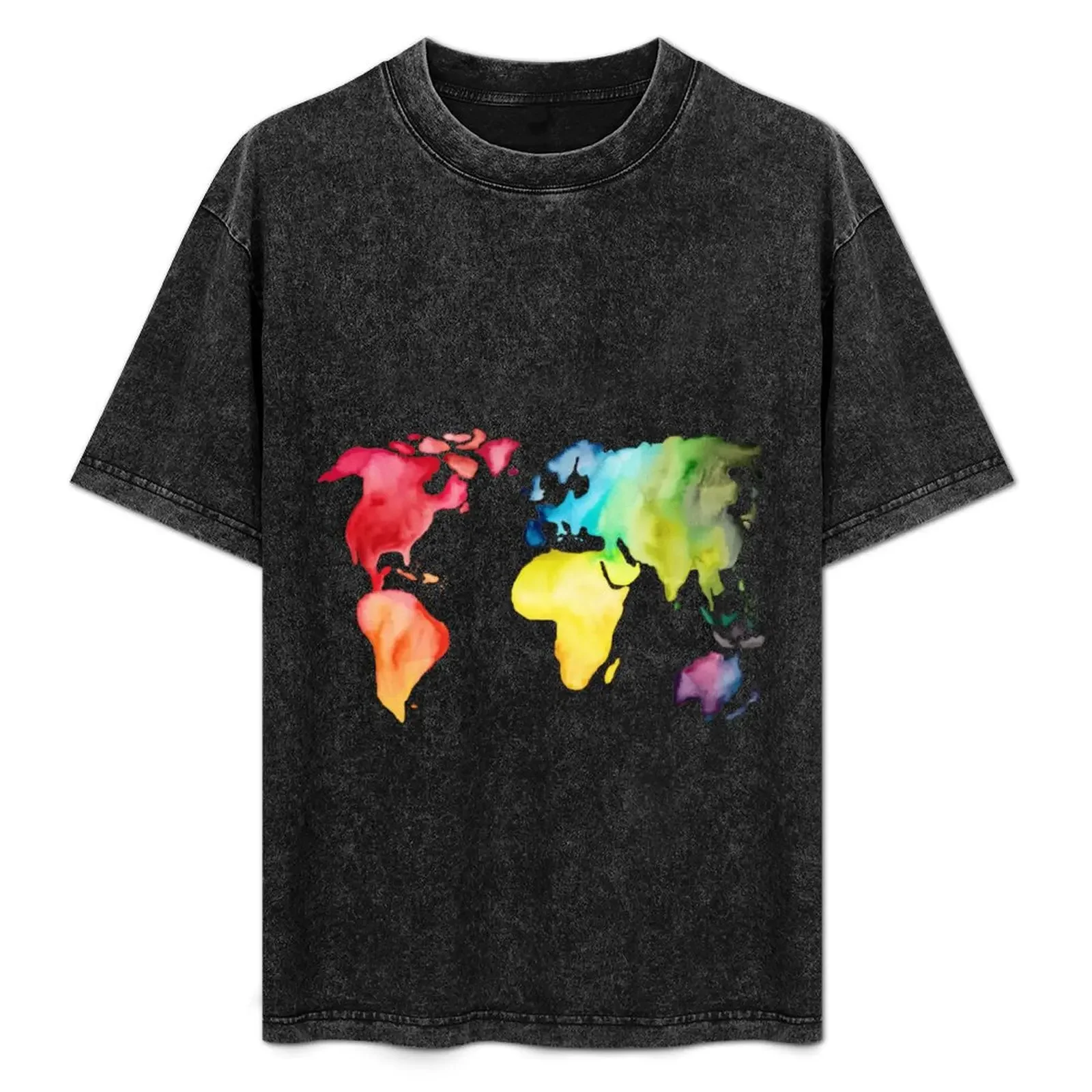 

Watercolour Rainbow World T-Shirt vintage anime shirt clothes Blouse mens shirts graphic tee