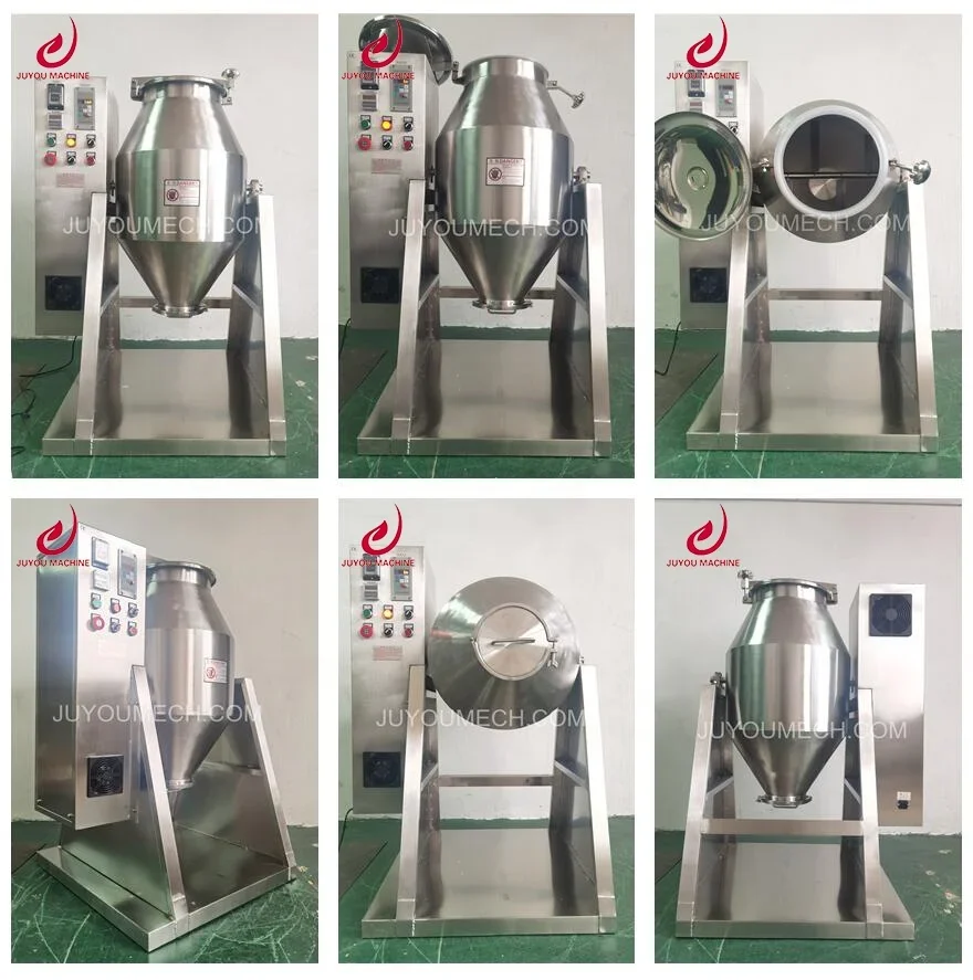 Hot Sale Commercial Herbs Spi Rotating Drum Powder Blender Mixer Dry Cassaa Flour Mixer hines Double Cone Mixer hine