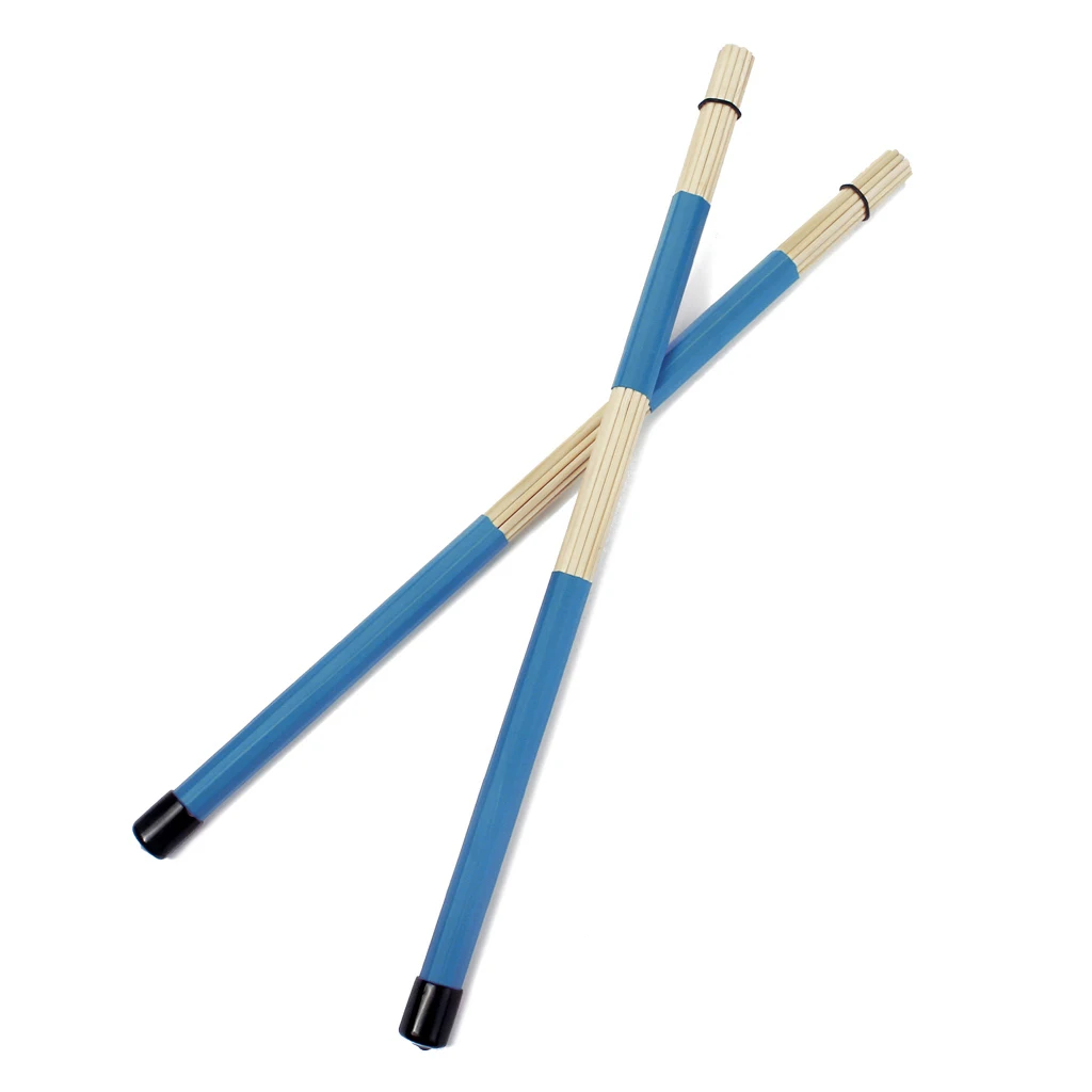 2pcs Durable Music Practice Bamboo Drum Brushes Sticks Beater Blue 405x18mm