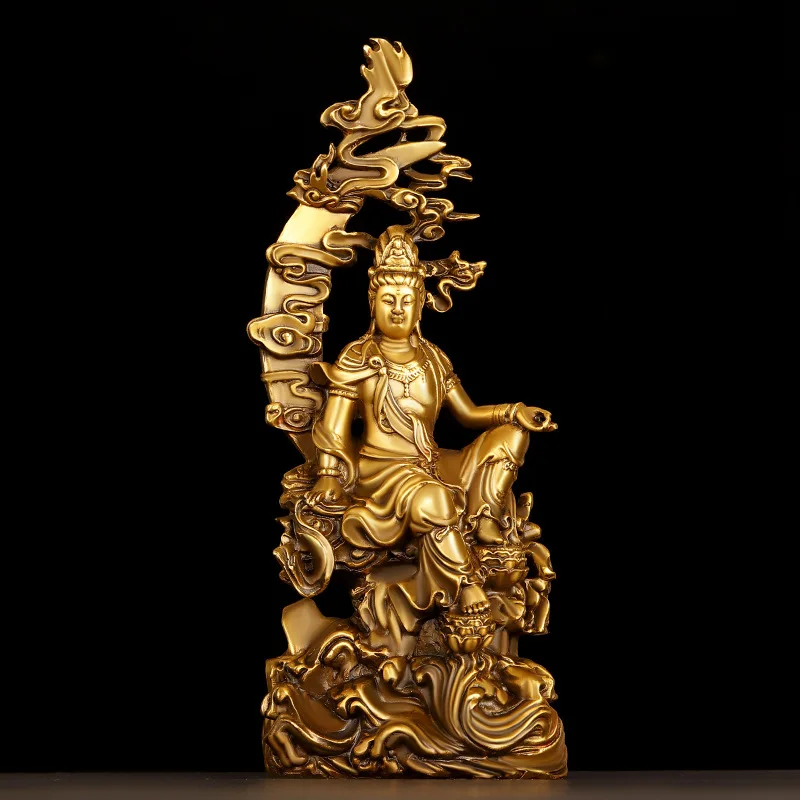 Bodhisattva Ornament, Shuiyue , Small Bronze Buddha Statue for Home Worship, Zizai , Moon Guanyin