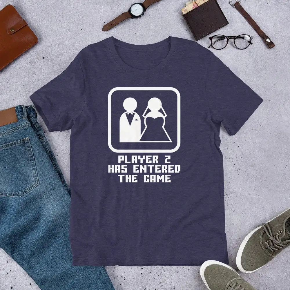 Player 2 Has Entered The Game funny gamer couple shirt newly wed anniversary T groom bride wedding