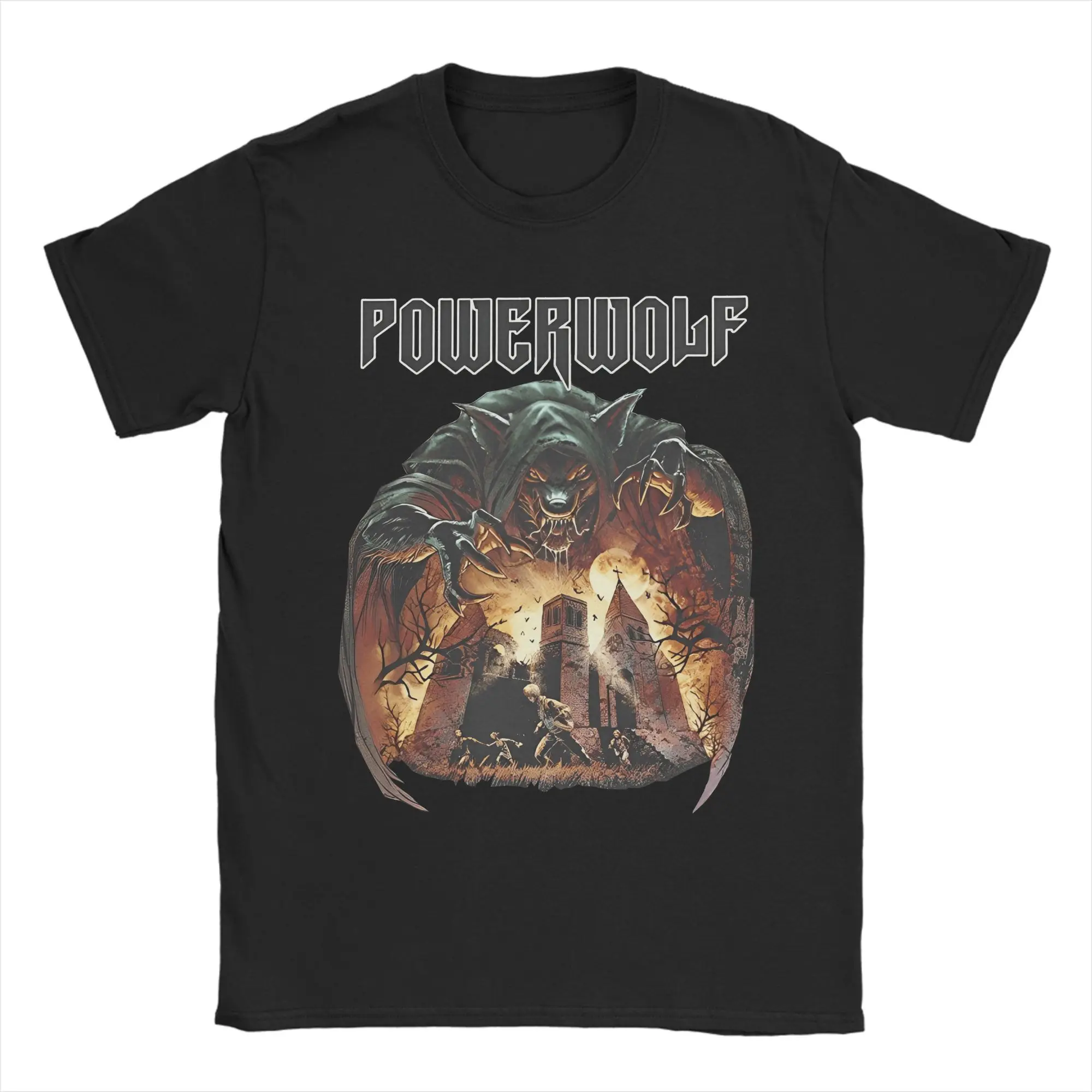 

Powerwolf Band T-Shirt Men Cool Cotton Tees Round Collar Short Sleeve T Shirts Gift Idea Tops