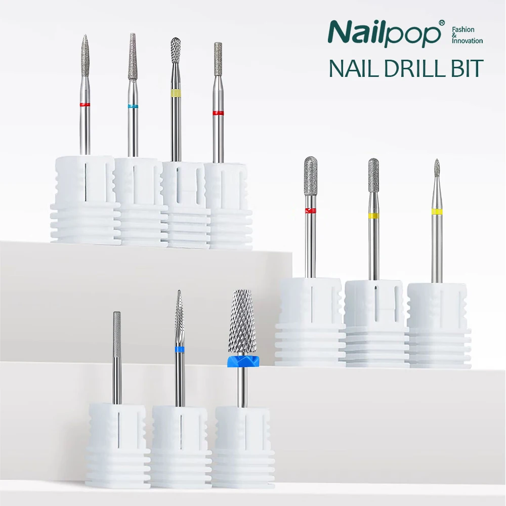 NAILPOP-Foret à Ongles Électrique en Carbure de Tungstène, Fraises pour Dissolvant de Verhéritage Gel, Limes à Ongles, Outils de Pédicure