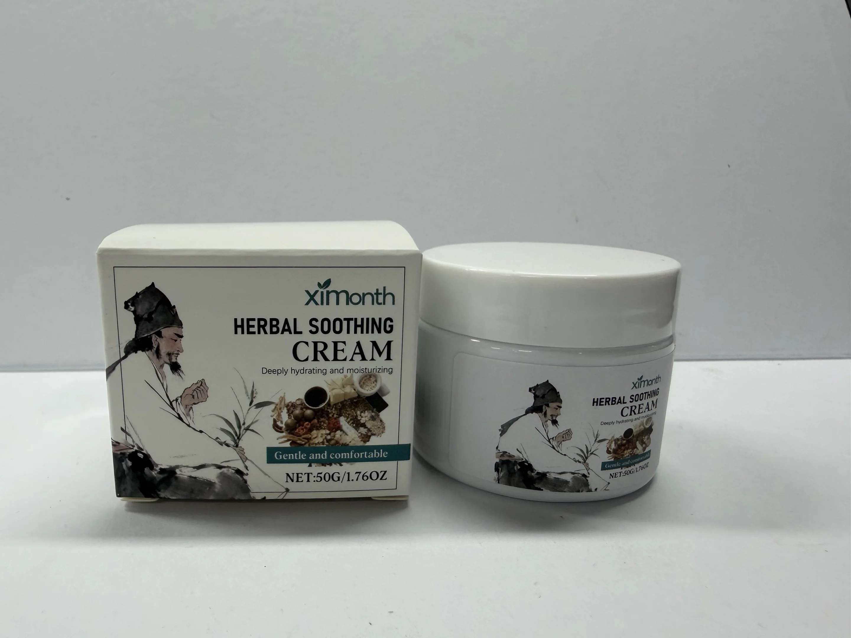 Ximonth Creme Calmante de Ervas Creme Facial Hidratante Profundamente Hidratante para Pele Sensível Suave Confortável 50g