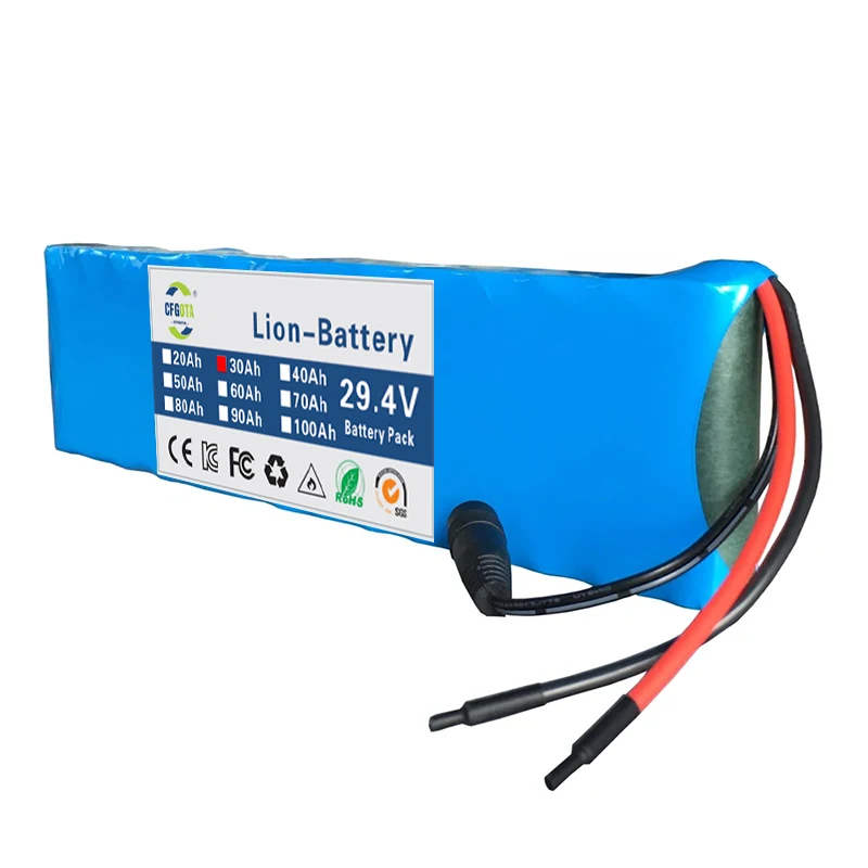 Batterie aste articulation ion pour vélo électrique, 24V, 30Ah, 7s2p, 18650, 29.4V, 30000mAh, cyclomoteur, scooter inférieur, chargeur inclus