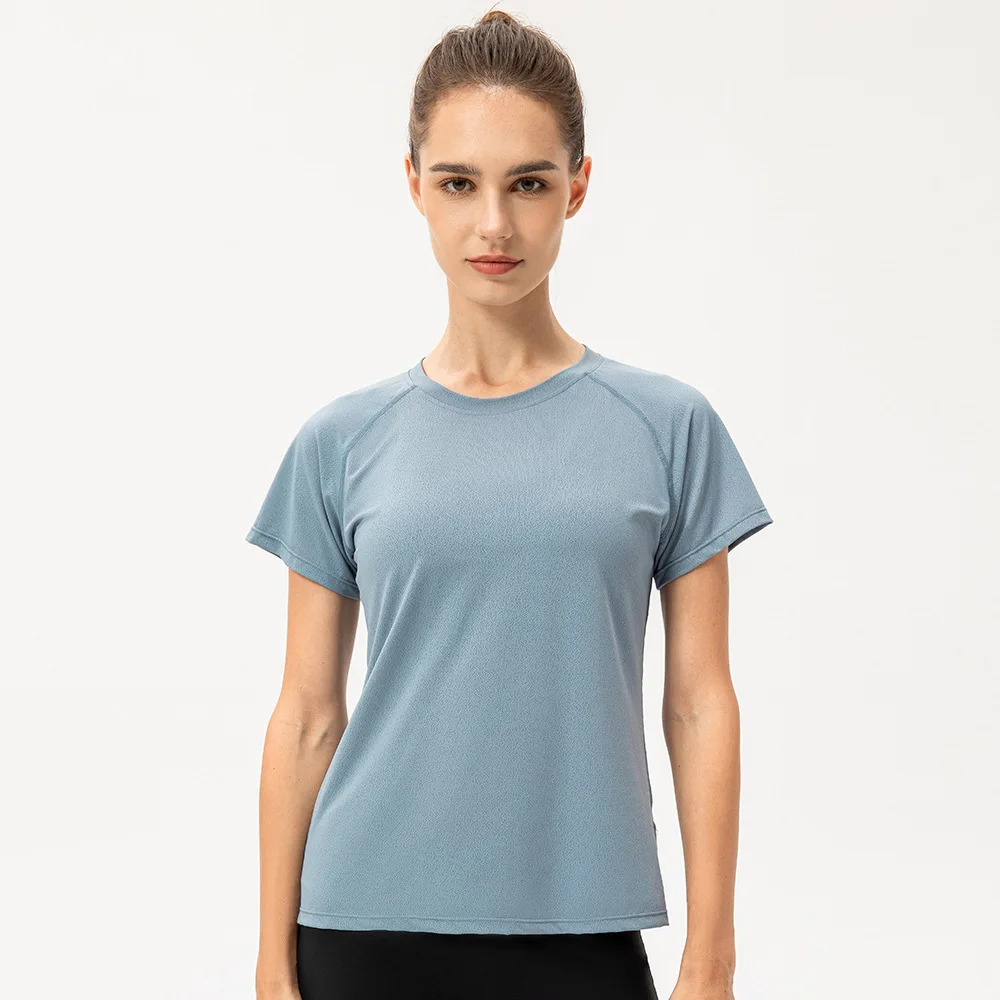 Bluzki do jogi damskie luźne sportowe z krótkim rękawem oddychające do biegania na trening T-Shirt do ćwiczeń szybkoschnący koszulka Fitness T-Shirt na siłownię
