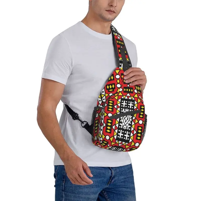 Kizomba Samakaka Ankara Print Sling Chest Crossbody Bag Men Fashion African Pattern Wax Design Shoulder Backpack for Hiking