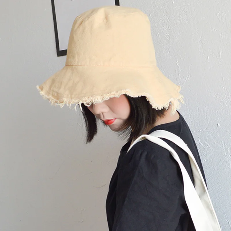 MAXSITI U Tassel brimmed Bucket Hat Women's summer sun visor simple casual hat edging basin hat foldable washable cloth hat