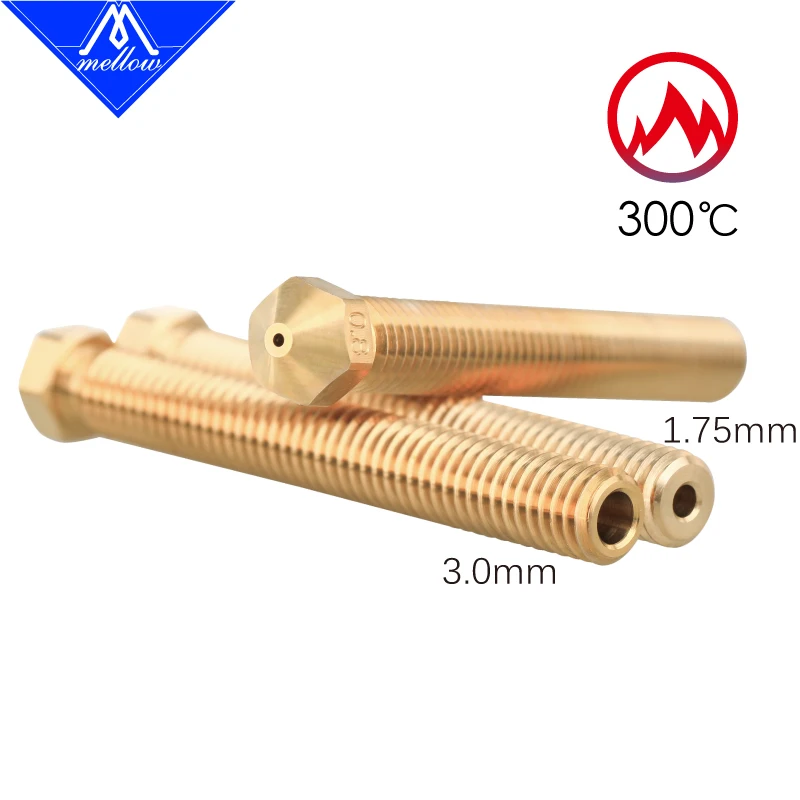 Mellow Brass Super Volcano Nozzle 1.75MM/3.00MM Filament Large Flow 3D pinter For Super Volcano Hotend Brass Nozzle