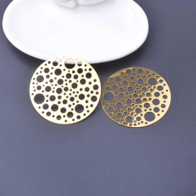20 Stück AB2594 Messing Goldfarben 50mm Große Runde Charms Verbinder Rhodiumbeschichtet Bunte Anhänger für DIY Schmuckherstellung – Detail 7