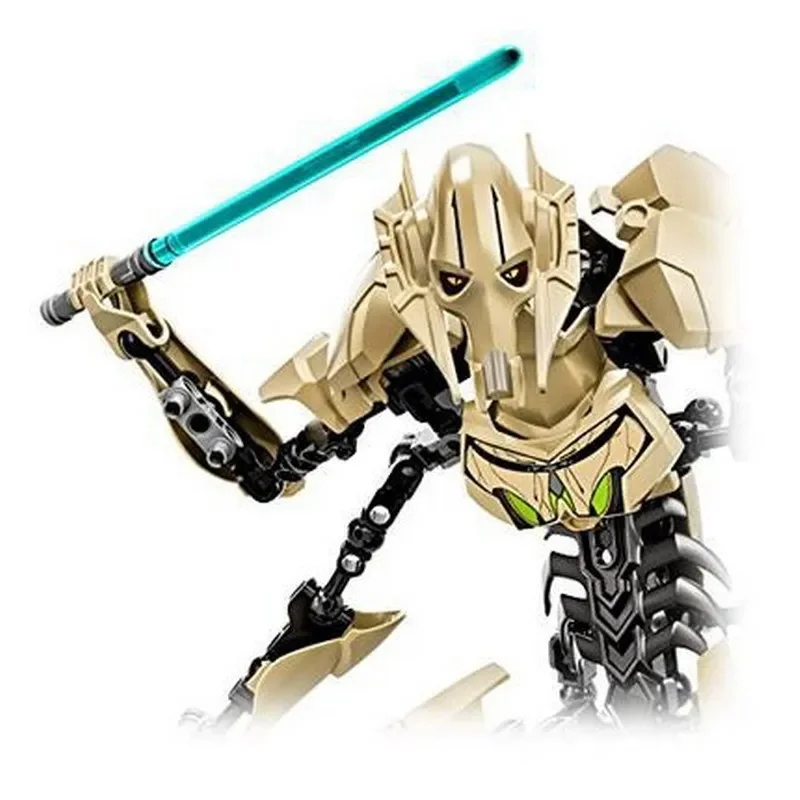 32cm Anime KSZ714 Stern Spielzeug Allgemeine Roboter Grievous Mit Lichtschwert Griff Kampf Waffen Modell Bausteine Action Figur Geschenke