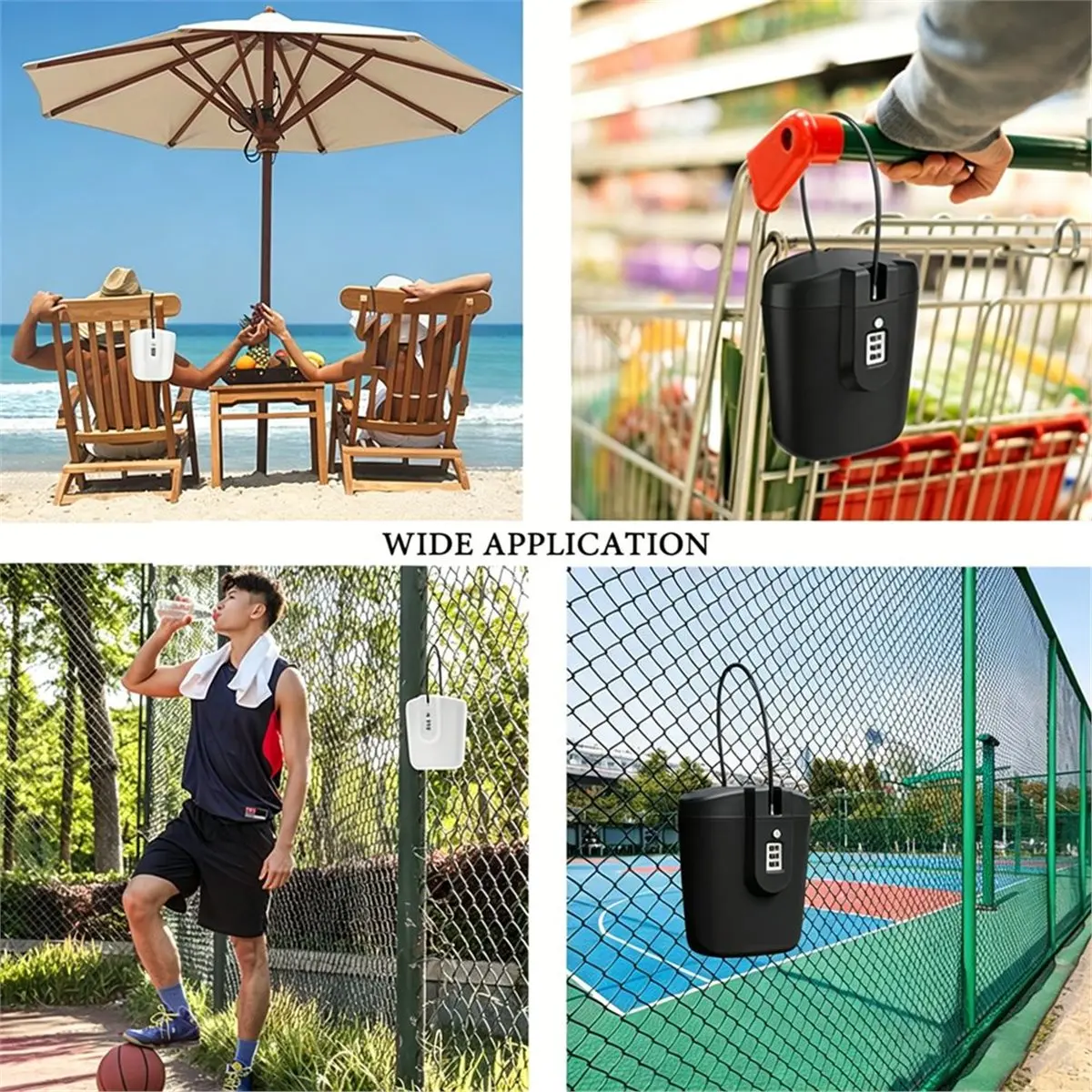 [T28C] Portable Summer Beach Safe Box 3-Digit Combination Lock with Steel Wire Outdoor Camp Beach Bucket Security Storage Box B