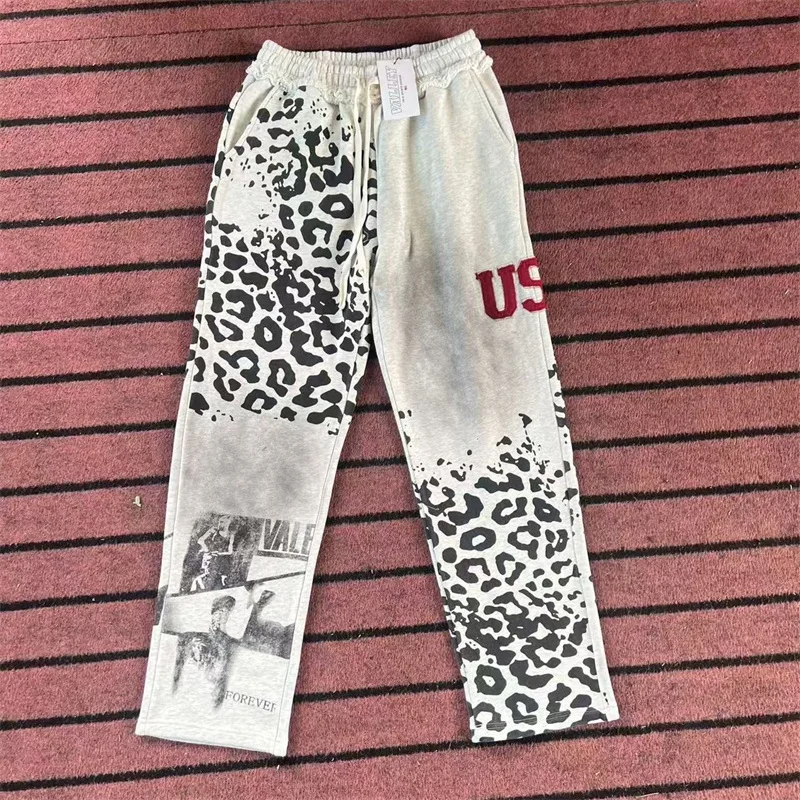 

Leopard Print VALLEY White Casual Pants Men Women Best Quality Oversized Pure Cotton Valley Brown Sweatpants