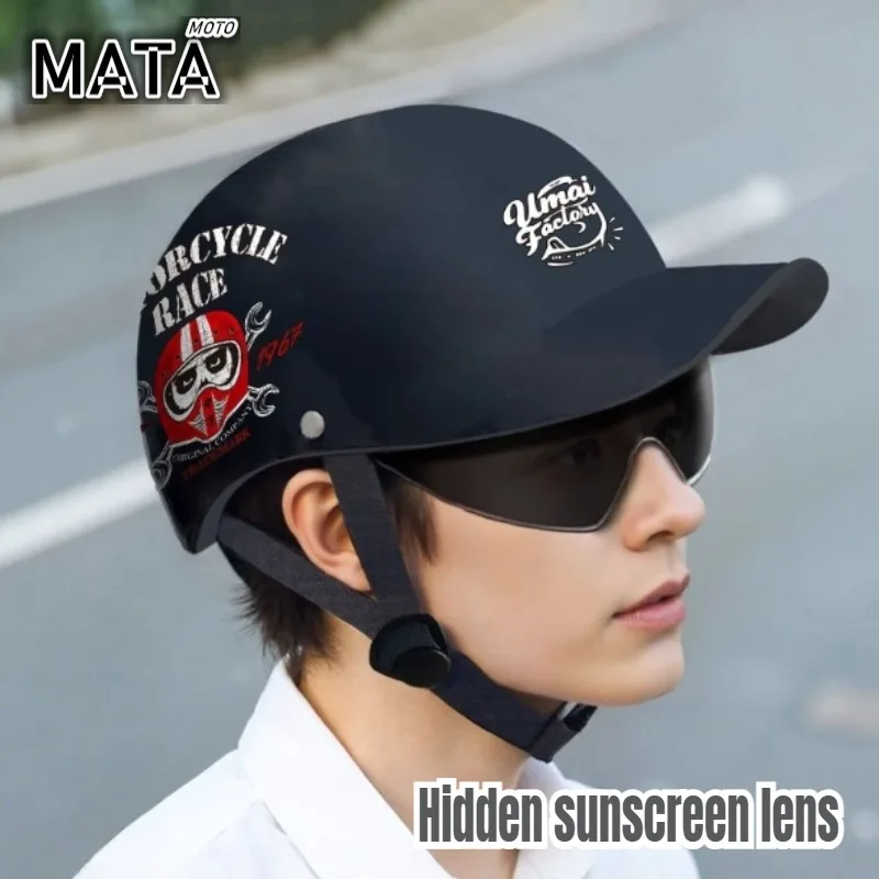 

Motorcycle Helmet Retro German Classic Moto Helmet Casco Moto Half Helmet Capacete De Moto with HD Visors