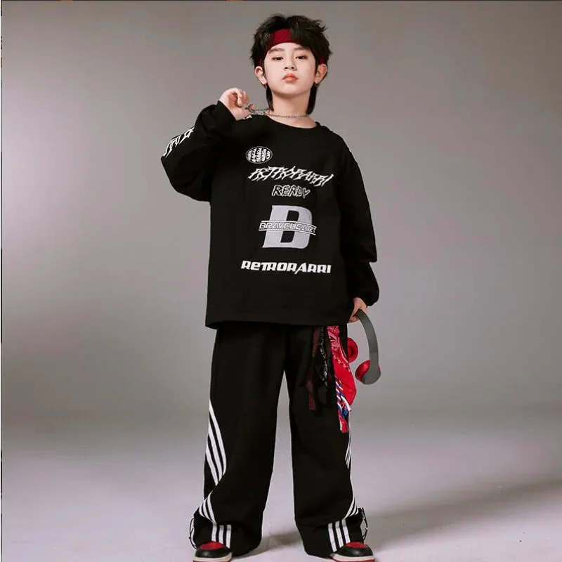 ชาย Hip Hop Oversize เสื้อ Street Dance กางเกงหญิง Streetwear Tops Joggers Denim Baggy เสื้อผ้าเด็กแจ๊สแสดงเครื่องแต่งกาย