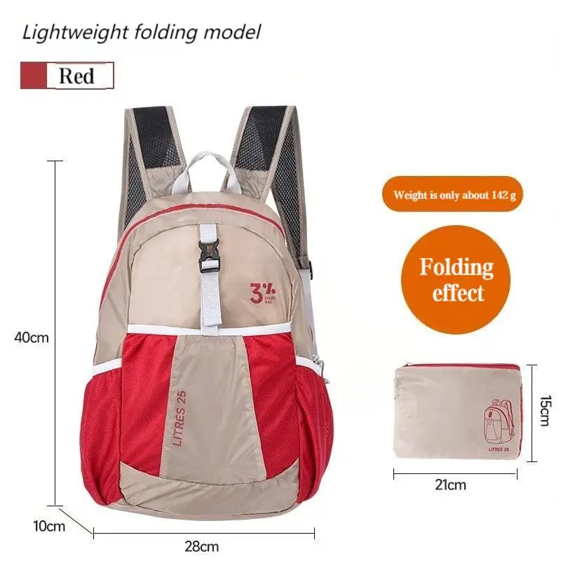 Folding waterproof backpack hiking bag large-capacity hiking ultra-light backpack portable small bag adjustable shoulder strap