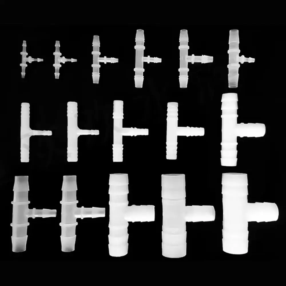 10Pcs 1.6-15.8mm T-Type Tee Connector Plastic PP PE 3 Way Connector Equal Diameter Soft Hose Fittings