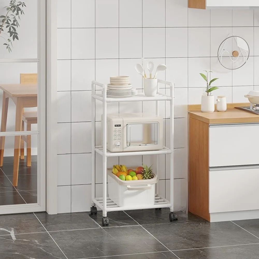 رف تخزين المطبخ متعدد الطبقات للميكروويف، منزلي متحرك عالي الحمل، جريء وسميك وبسيط ومتين #4