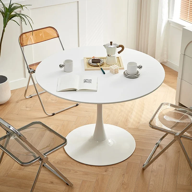 Small size circular table Simple white circular veranda cafe kitchen dining table INS all design all-use table