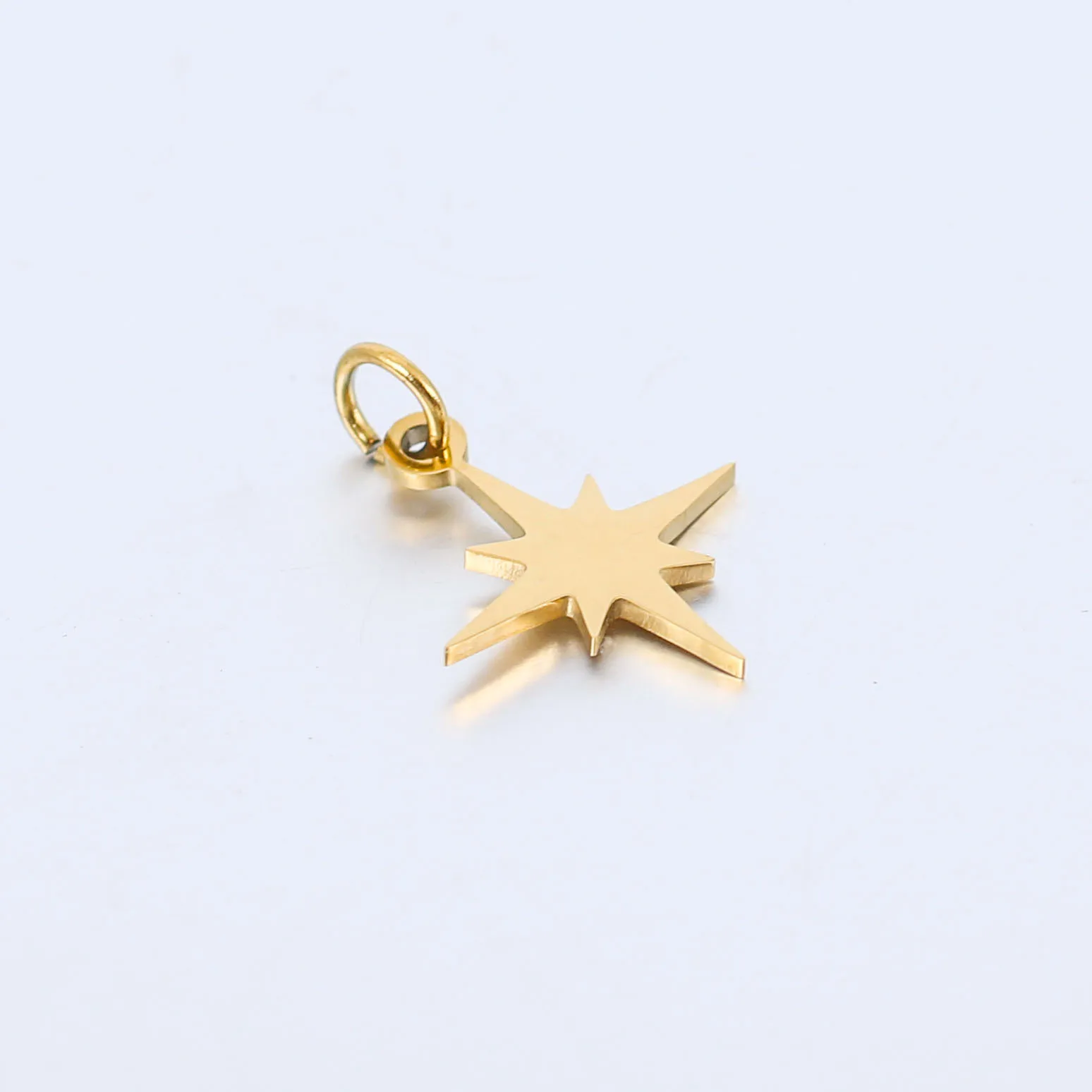 DOOYIO 5pcs/Lot Stainless Steel Charms Octagonal Star DIY Titanium Steel Single Hole With Ring Pendant Jewelry Accessories