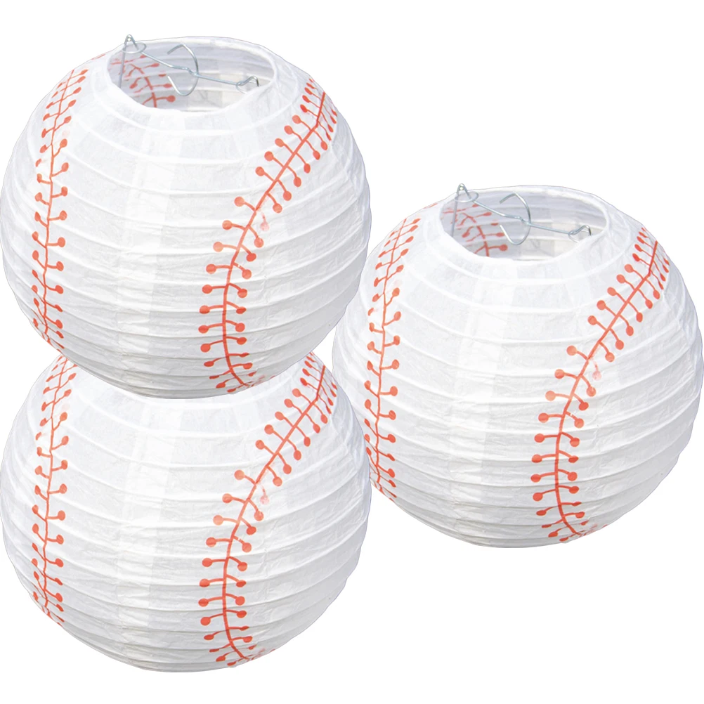 

3 Pcs Baseball Paper Lanterns Hanging Decorative Lights Softball Festival Party Theme Room Indoor Lighting Fixtures