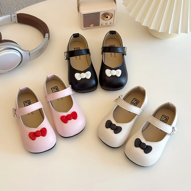 ربيع الخريف الأطفال أطفال القوس الأميرة أحذية طفل الفتيات أحذية من الجلد عدم الانزلاق لينة وحيد مريحة الأطفال حذاء كاجوال