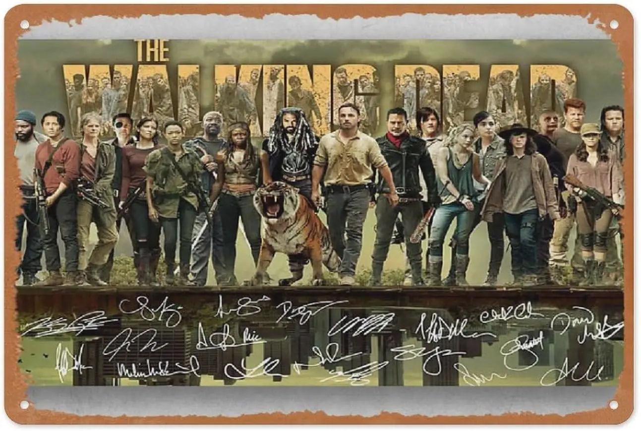 Vintage Metal Sign - The Walking Dead Consists of Actors And Signatures - 8x12 Inch Wall Art for Garage, Man Cave, Game Roo sign