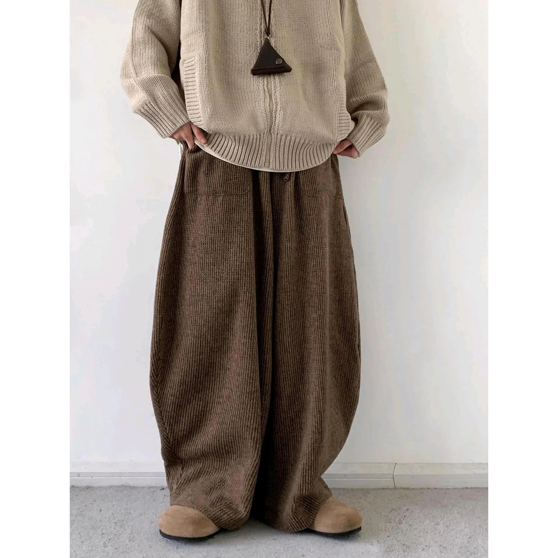 

Осень-зима, новая мода, винтажные мужские однотонные повседневные модные простые базовые повседневные широкие брюки в японском стиле, мужские брюки