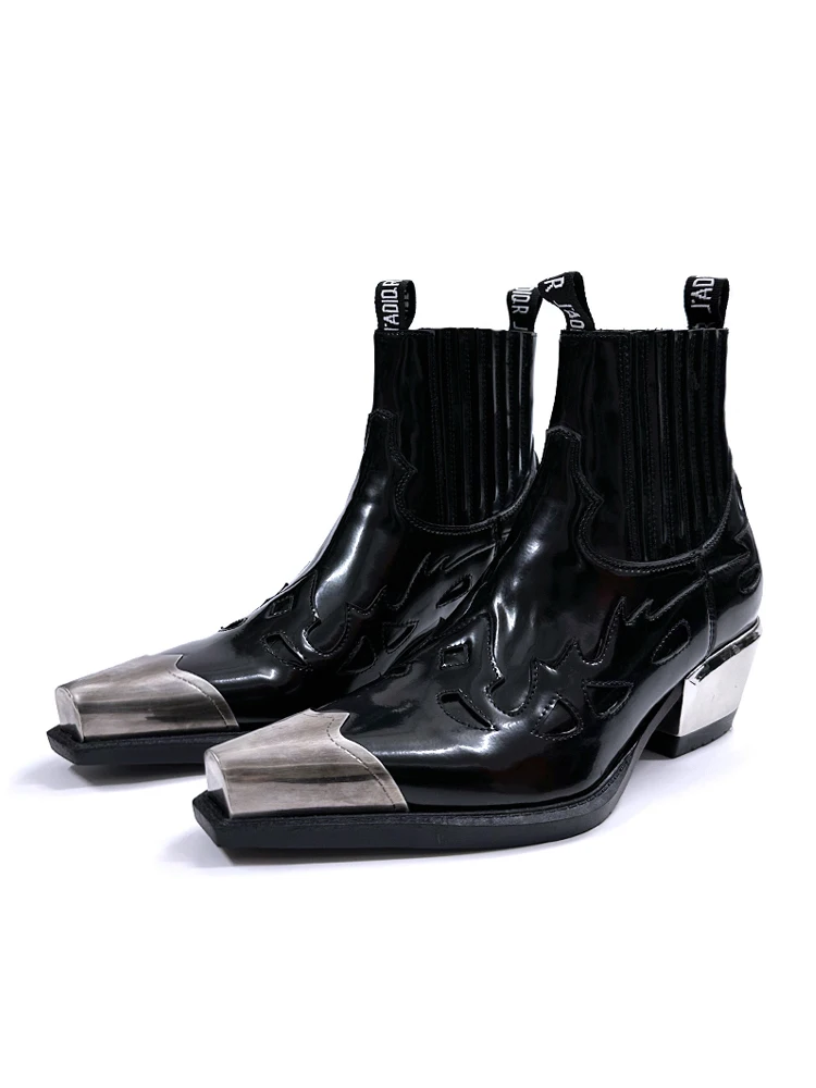 

2026 New Chelsea Boots Women's Chunky Heel Heightening Short Boots British Style Boots Men's Punk Style Western Cowboy...