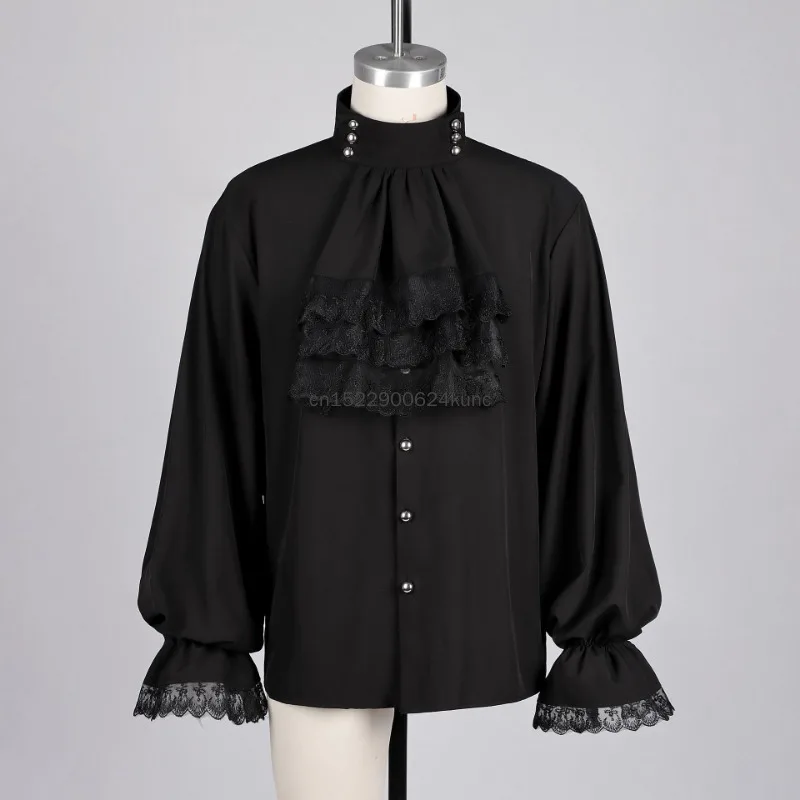 New Men Gothic Medieval Renaissance Costume Victorian Steampunk Ruffle Shirt Pants Men Halloween Pirate Vampire Cosplay Costume - view 6