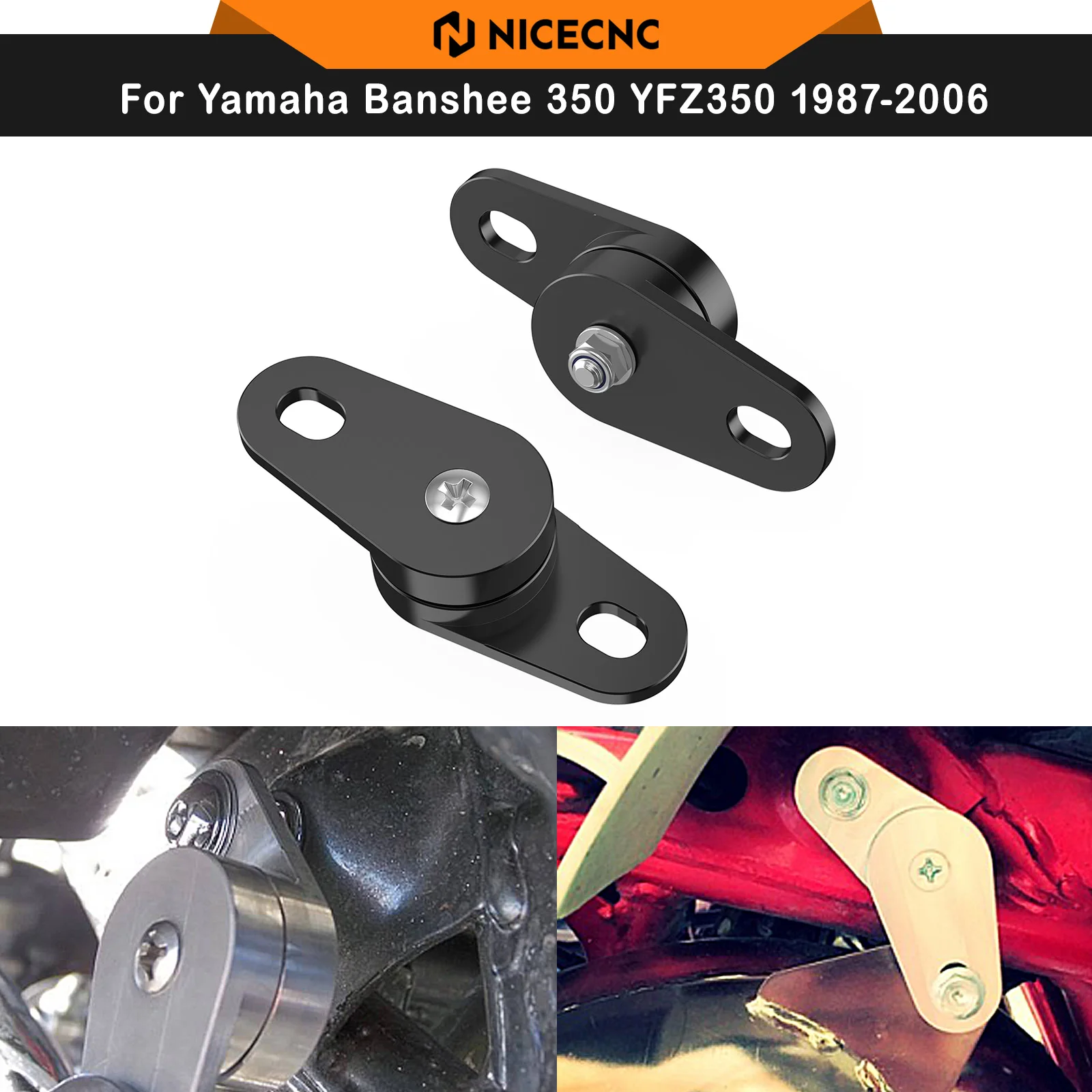 NICECNC For Yamaha Banshee 350 YFZ350 1987-2006 Exhaust Pipe Hangers Mounts 360° Adjustable With POM Bushing Aluminum Anodized