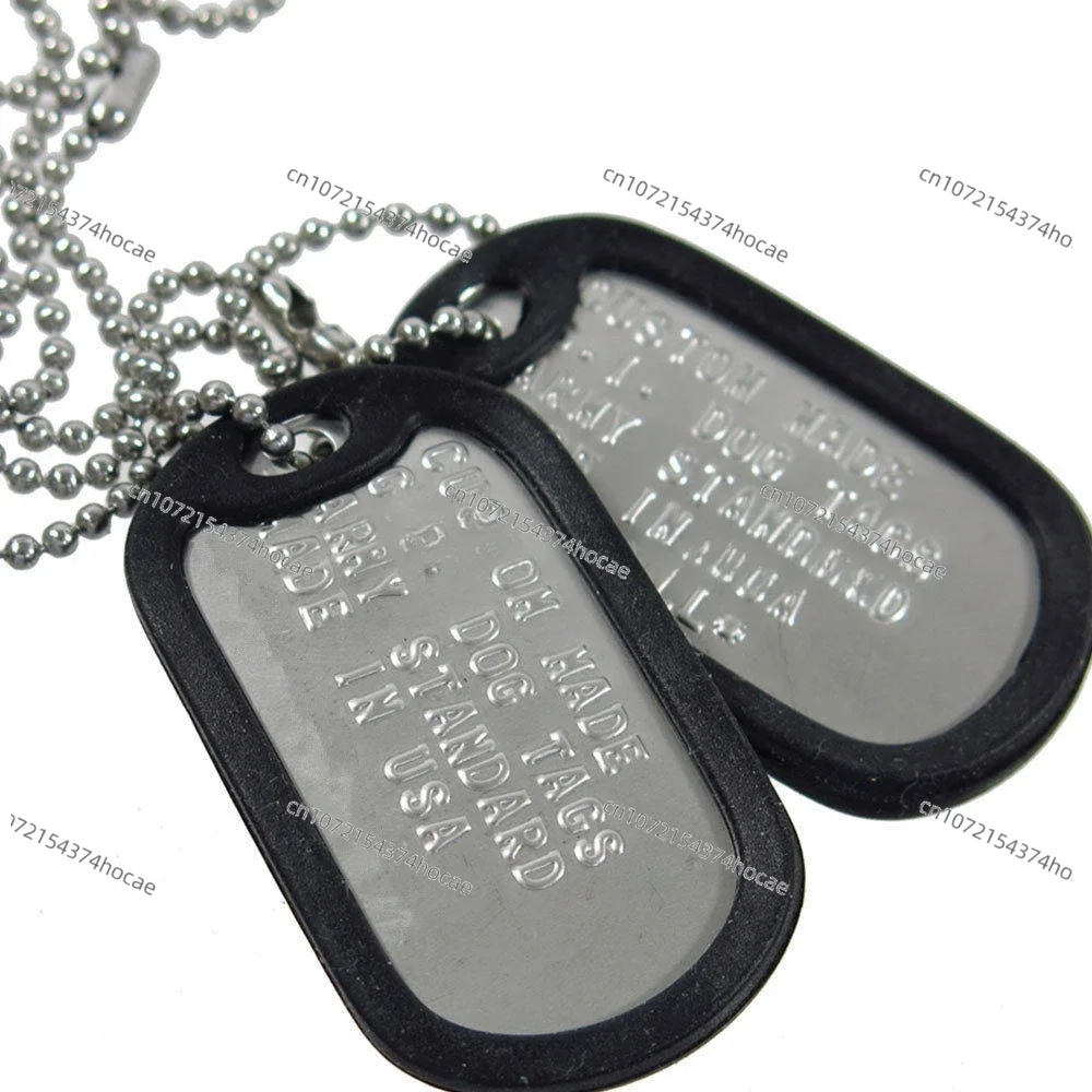 

Stainless Steel Custom Dog Tag Keychain For Men 100sets/Lot 1Pcs Long Chain +1Pcs Short Chiain+2Pcs Dog Tag +2Pcs Rubber Silence