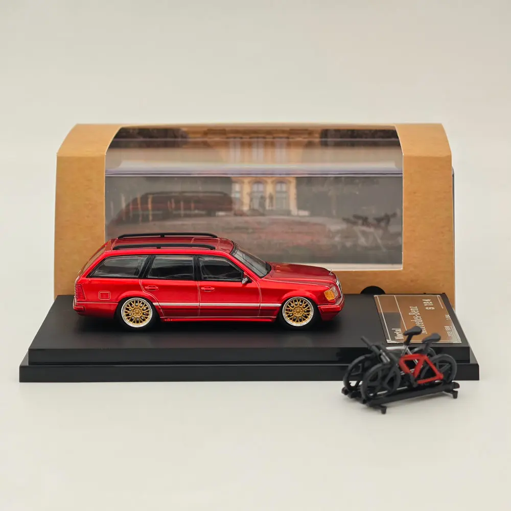 Sterblich 1:64 Maßstab s124 Reise Druckguss Spielzeug Automodelle Sammlung Geschenke Metallic Rot/Silber