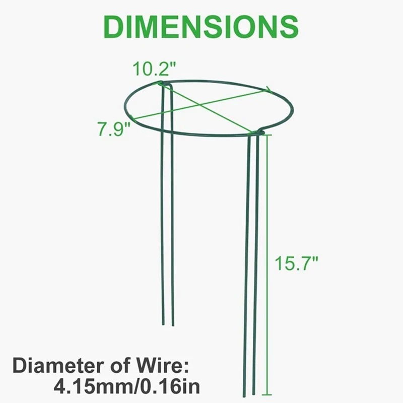 15.7 Inches Half Round Garden Plant Support Ring With Plant Labels, Metal Garden Border Supports