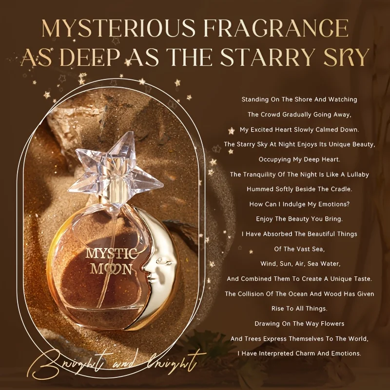 50ml Złoty Perfum Mystic Moon dla Kobiet Elegancki Odświeżający Wieczór Randkowy Urodziny Boże Narodzenie Impreza Perfumy Eau De Toilette