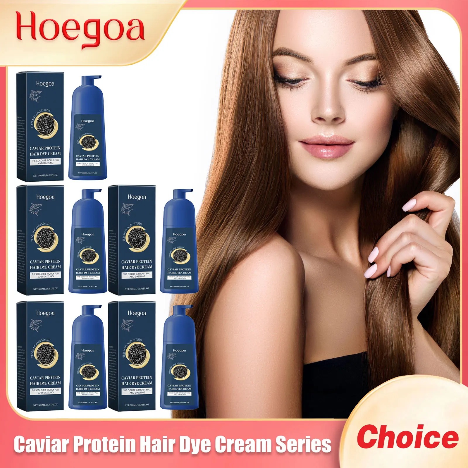 Caviar Protein Plant Hair Dye Shampoo Long Lasting Black Brown Repair Gray Hair Nourishing Permanent Hair Coloring Product 500ml