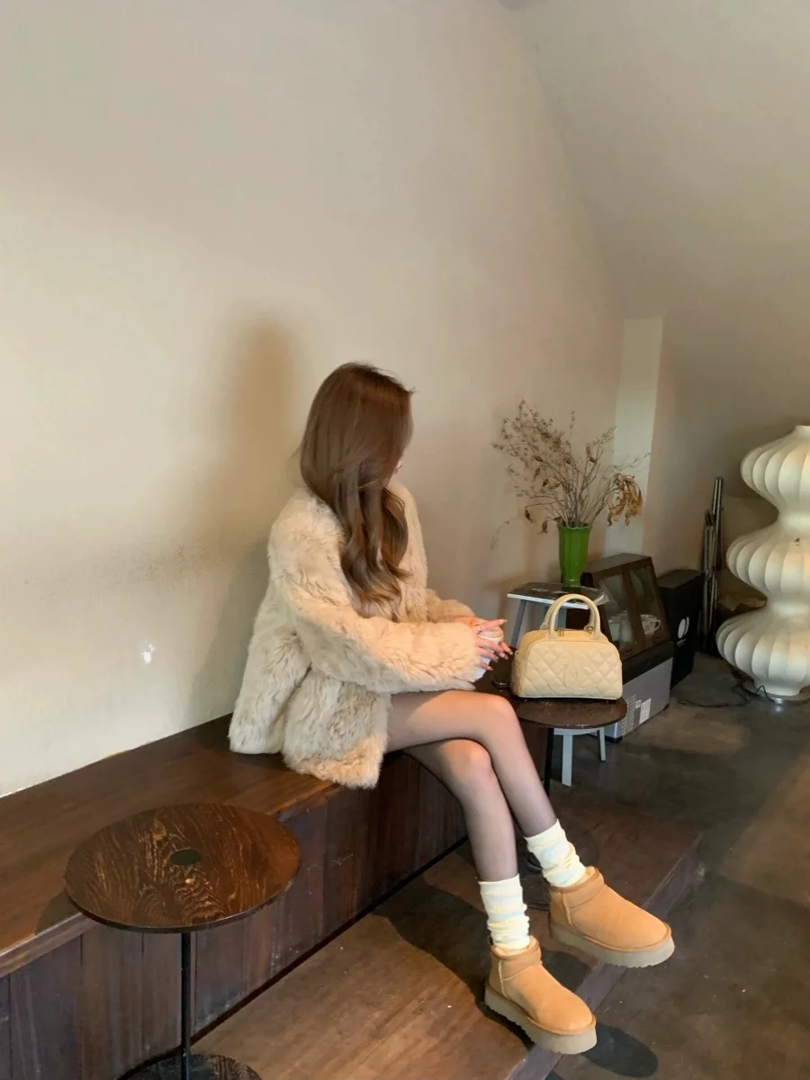 High Waist A-Line  Skirt Women's Winter Fashion Retro College Style Patterned Short Skirts Anti-Light Woolen Skirts