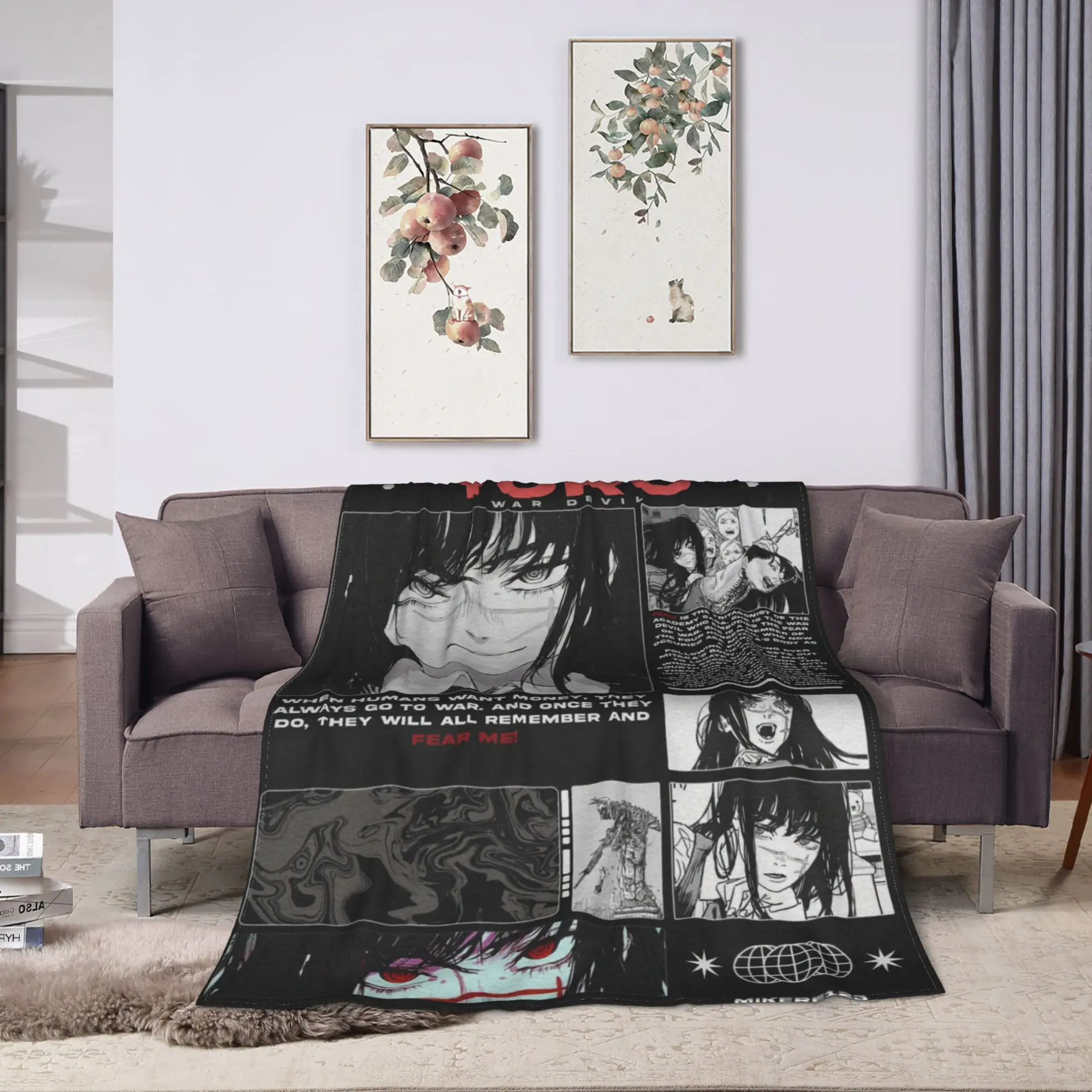 Yoru Chainsaw Man Japanese Manga Blankets Soft Pattern Plush Throw Blanket For Girls Boys Outdoor Flannel Bedspread Bed Cover