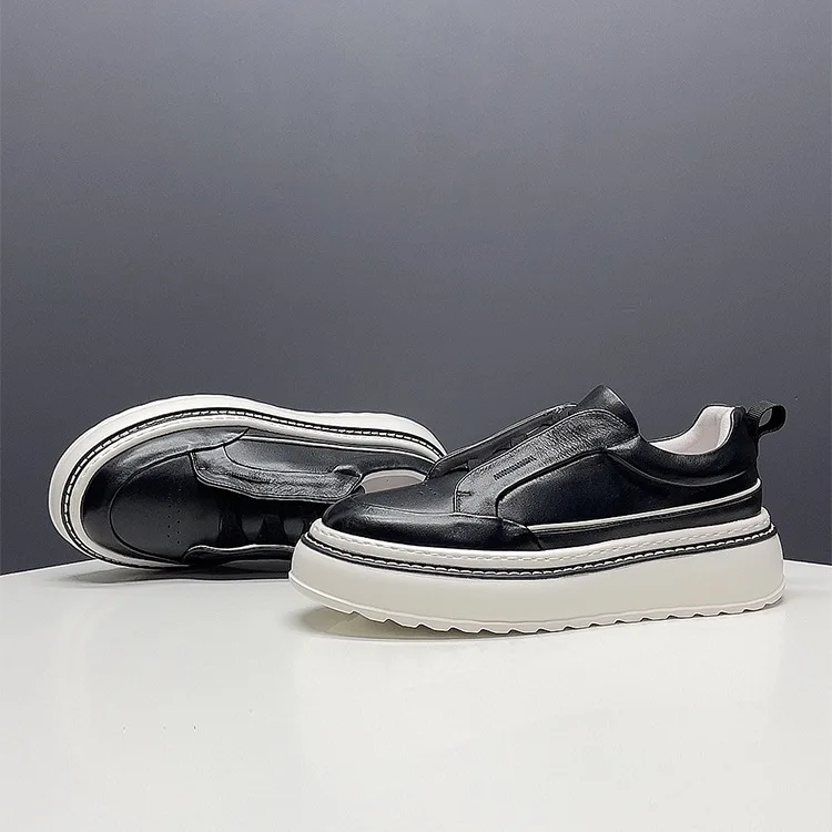 

Autumn new leather breathable casual men's shoes simple and versatile one-pedal lazy board shoes