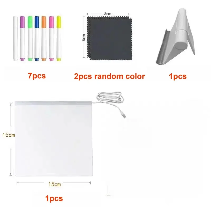 Light Up Acrylic Message Board Rewritable DIY Children's Glowing Drawing Board Message Lamp With 7 Colorful Pens image 6